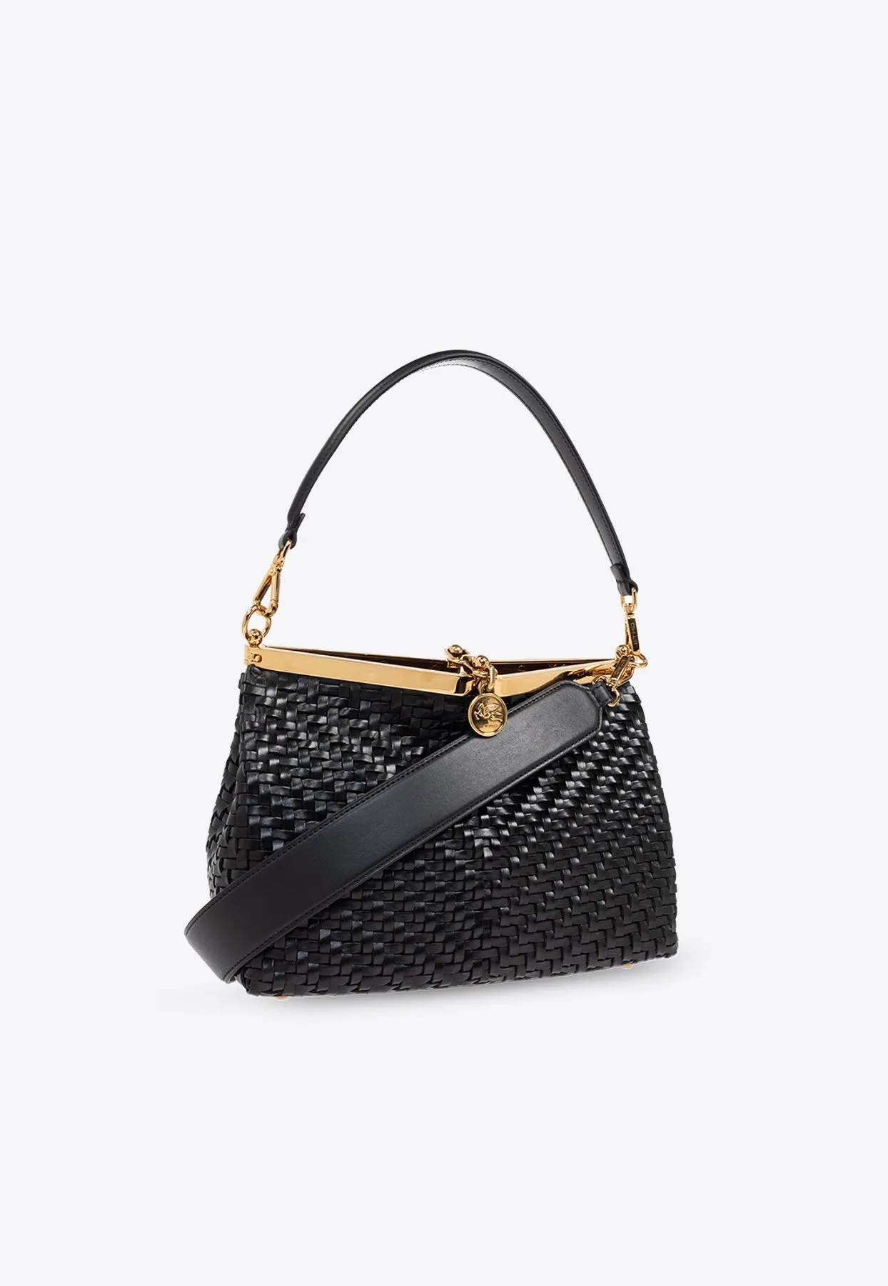 Medium Vela Woven Shoulder Bag