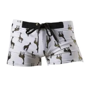 Men Drawstring Printing Swimwear
