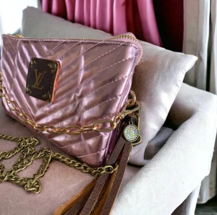 Metallic Rose Chevron Crossbody