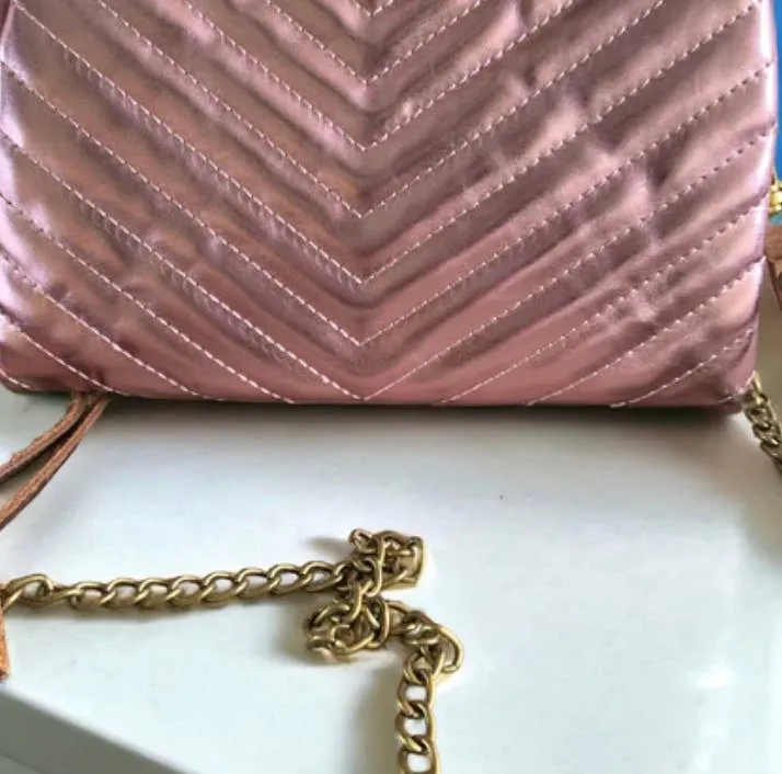 Metallic Rose Chevron Crossbody