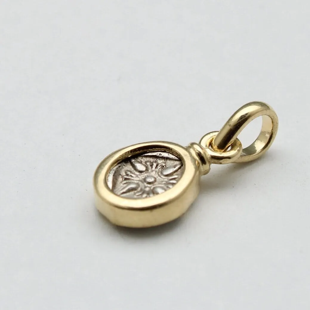 Miletos Diobol Coin, Star/Lion, 18K Gold Pendant, ID14570