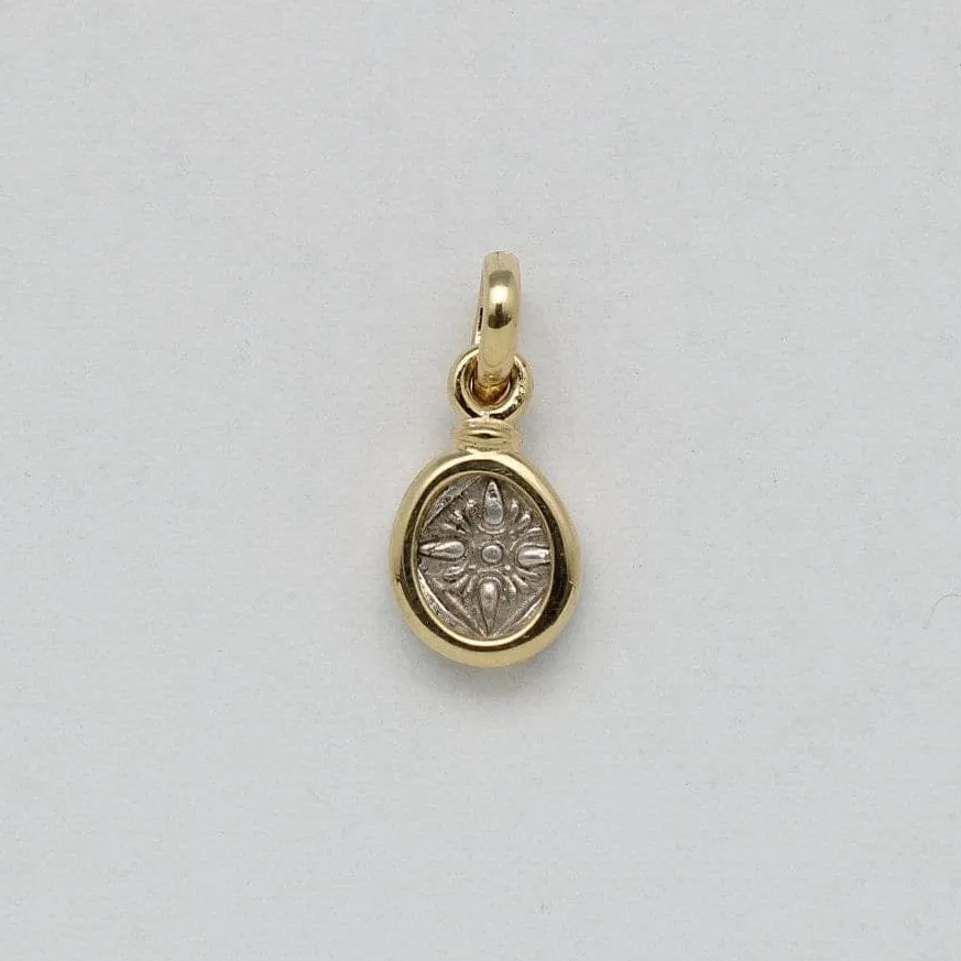 Miletos Diobol Coin, Star/Lion, 18K Gold Pendant, ID14570