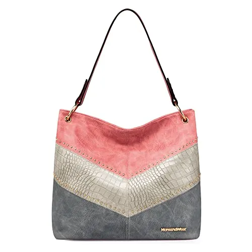 Montana West Large Hobo Bag Leather Purses and Handbags for Women Top Handle Shoulder Satchel Handbags Leather Tote Purse for Women MWC-047BPK