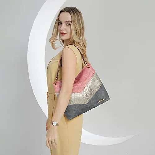 Montana West Large Hobo Bag Leather Purses and Handbags for Women Top Handle Shoulder Satchel Handbags Leather Tote Purse for Women MWC-047BPK