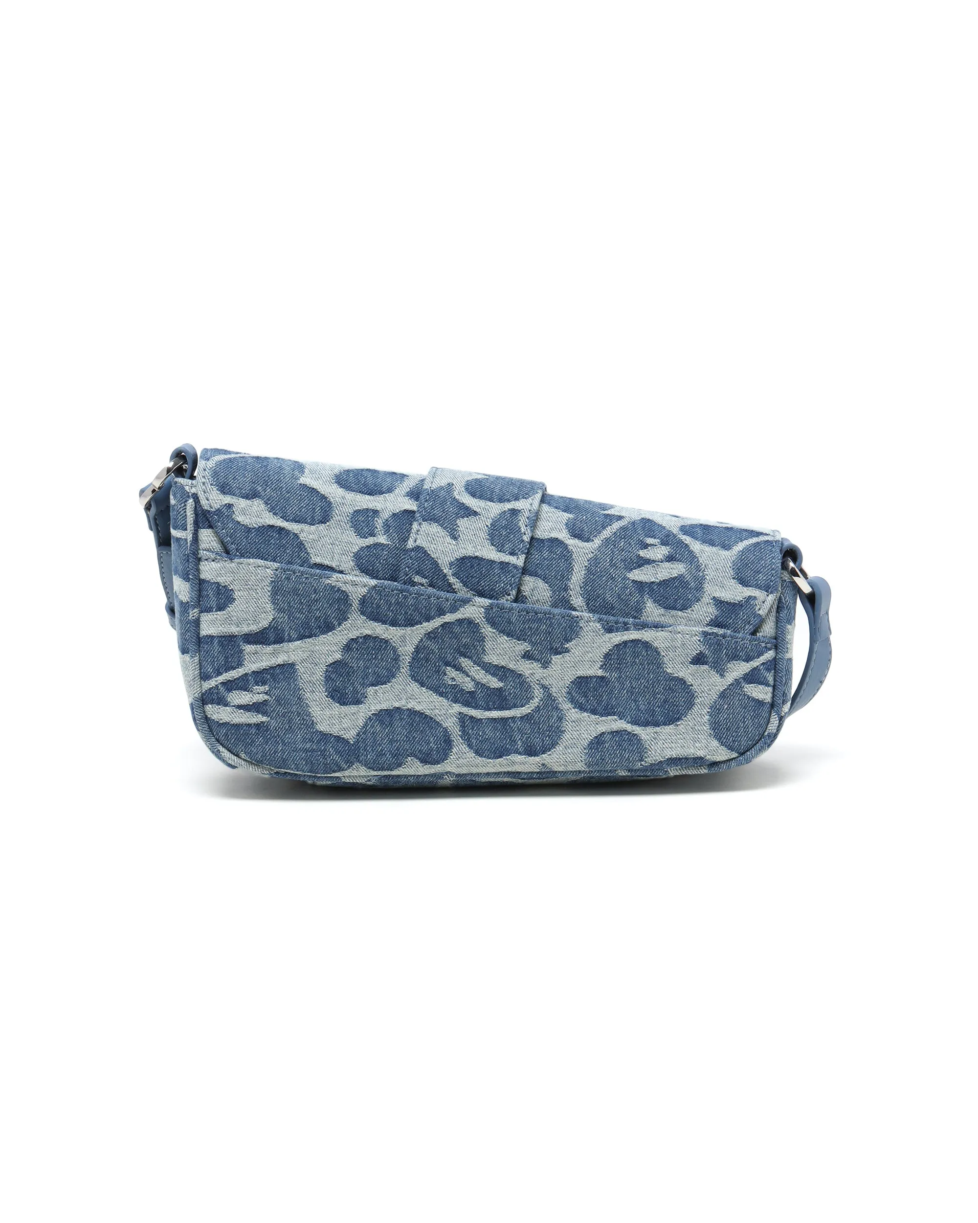 Moonface pattern denim handbag