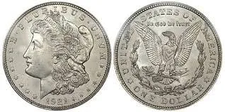 Morgan Silver Dollar - Late 1800s to early 1900s Coin. Sizes 9.5 - 16