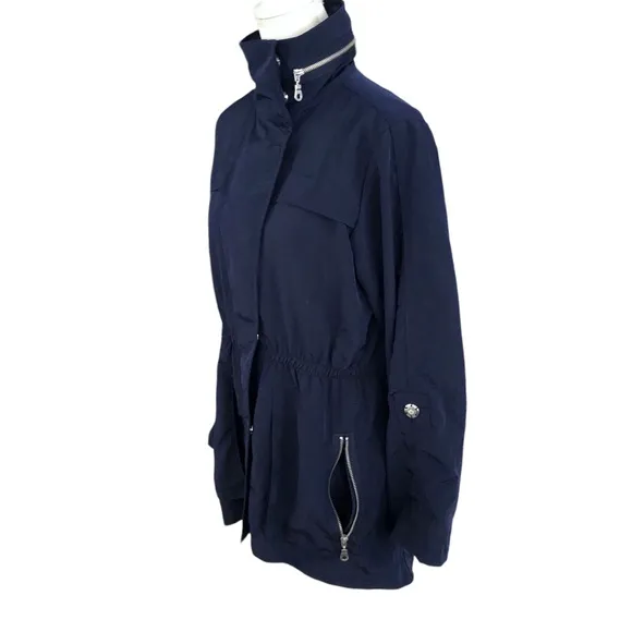 My Anorak Navy Blue Water Repellent Hidden Hood Jacket Size S