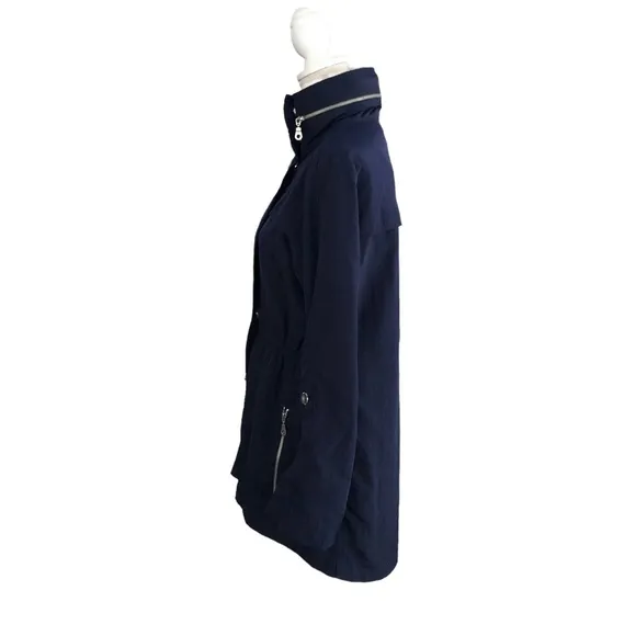 My Anorak Navy Blue Water Repellent Hidden Hood Jacket Size S