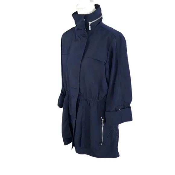 My Anorak Navy Blue Water Repellent Hidden Hood Jacket Size S