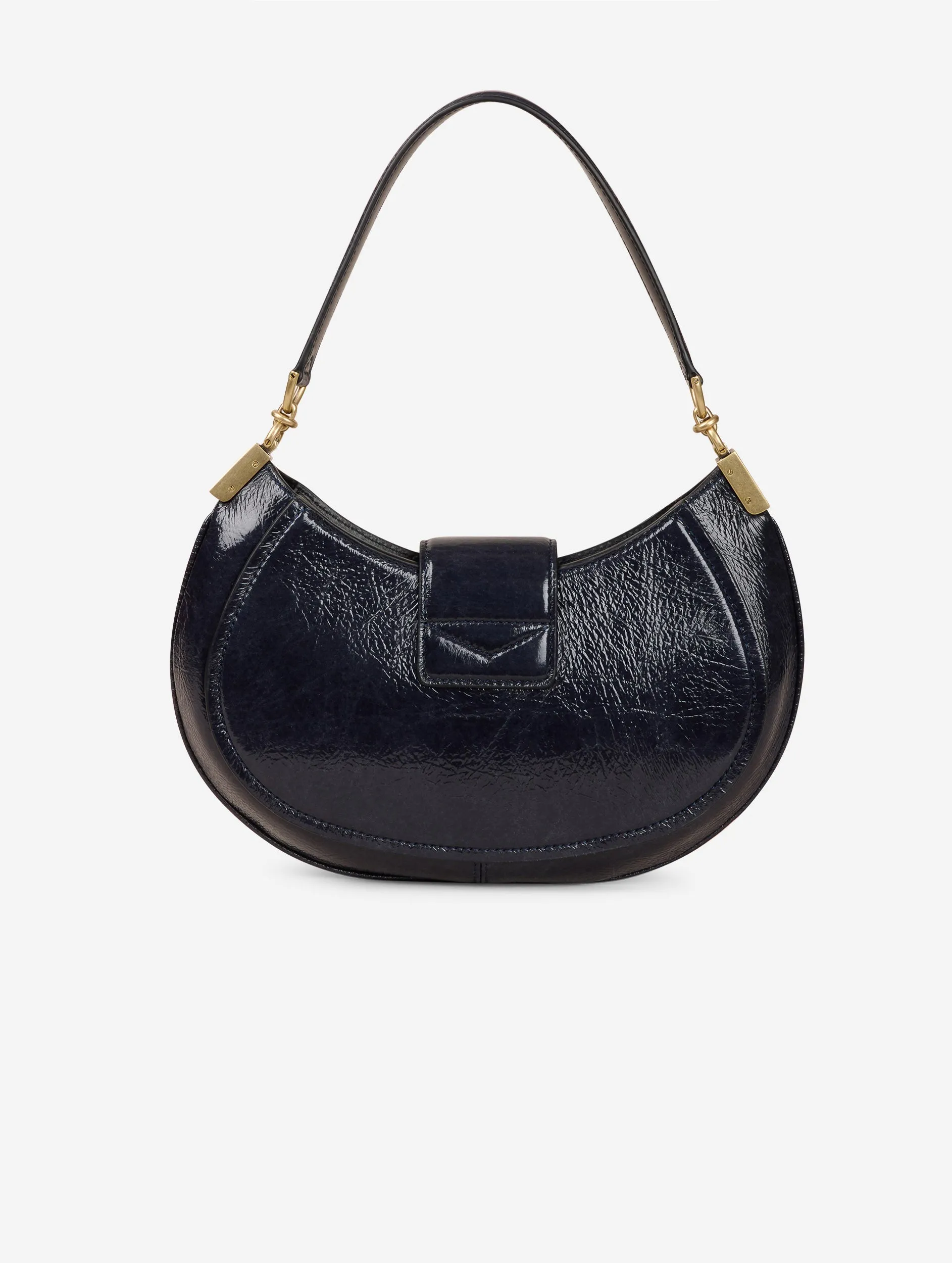 Navy blue patent leather KISS ME bag