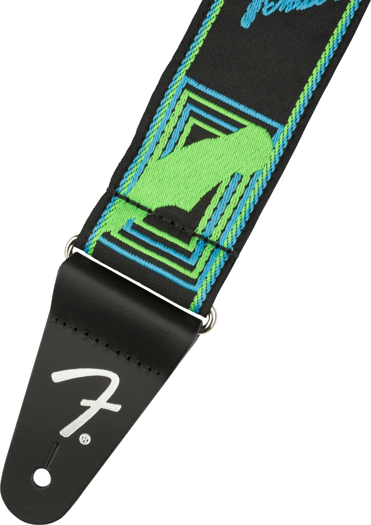 Neon Monogrammed Strap, Blue and Green, 2"