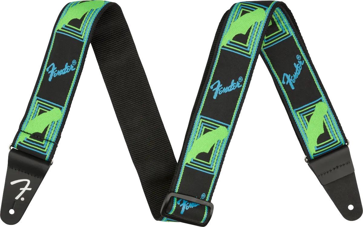 Neon Monogrammed Strap, Blue and Green, 2"