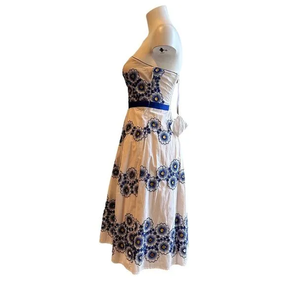 NEW Moulinette Soeurs Anthropologie Blue Forget-Me-Not Strapless Dress Size 4