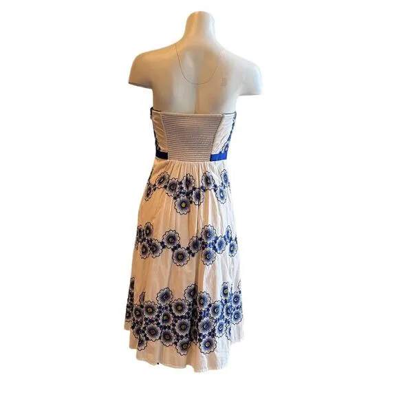 NEW Moulinette Soeurs Anthropologie Blue Forget-Me-Not Strapless Dress Size 4