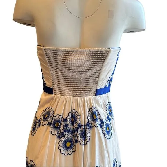 NEW Moulinette Soeurs Anthropologie Blue Forget-Me-Not Strapless Dress Size 4
