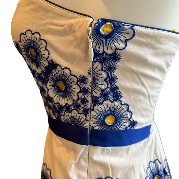 NEW Moulinette Soeurs Anthropologie Blue Forget-Me-Not Strapless Dress Size 4