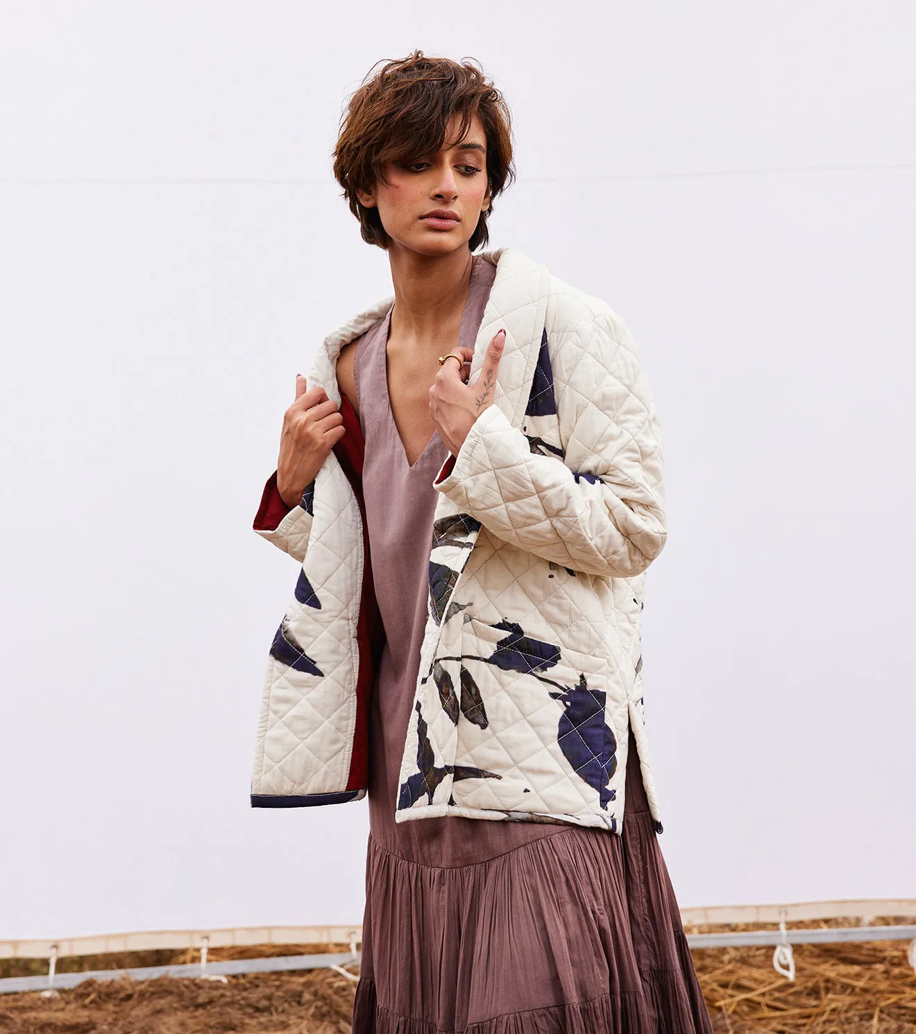 New Season Spring Summer 2025-Jacket-Cotton Mul Raven Off white & black-KW911-Fashion Edit Diana by Khara Kapas