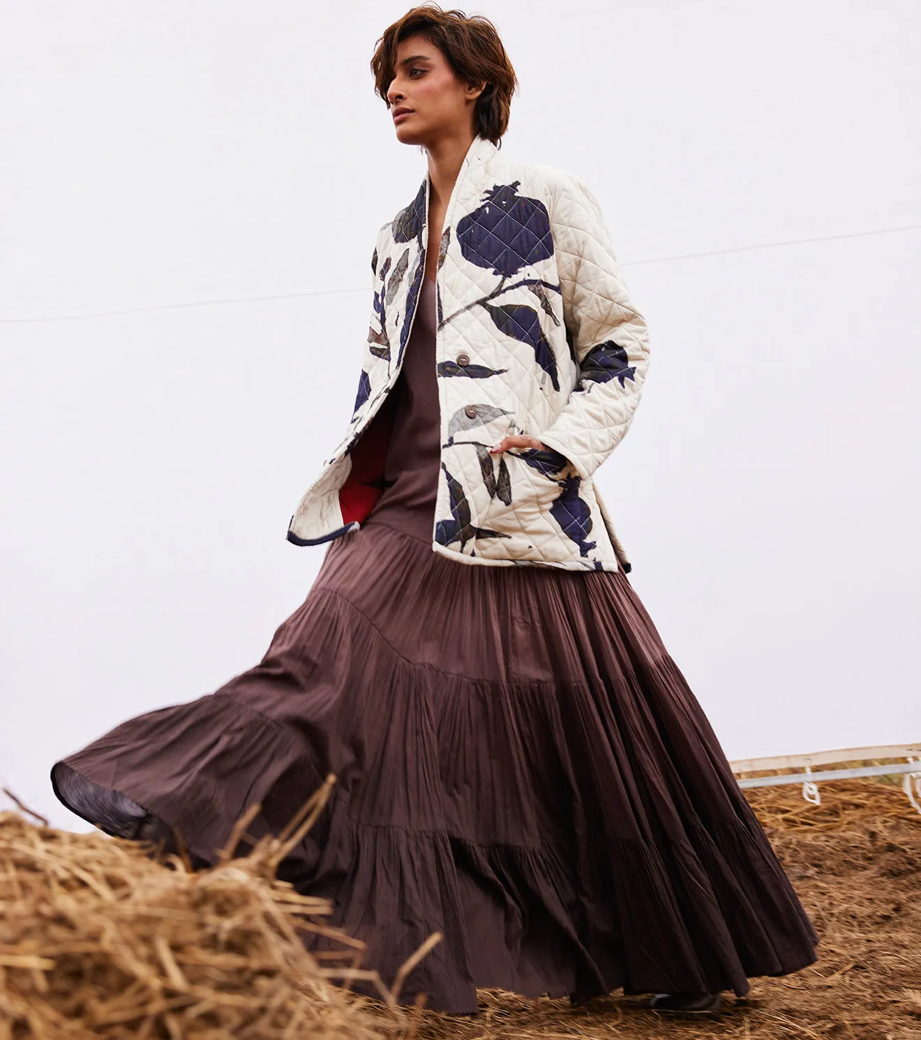 New Season Spring Summer 2025-Jacket-Cotton Mul Raven Off white & black-KW911-Fashion Edit Diana by Khara Kapas