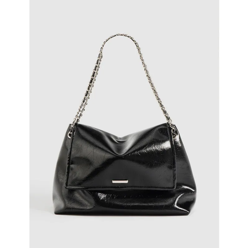 Niche design tote bag women's 2023 new high-end chain bag leather large-capacity commuter shoulder messenger bag