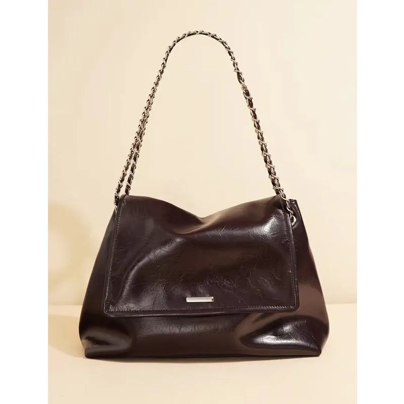 Niche design tote bag women's 2023 new high-end chain bag leather large-capacity commuter shoulder messenger bag