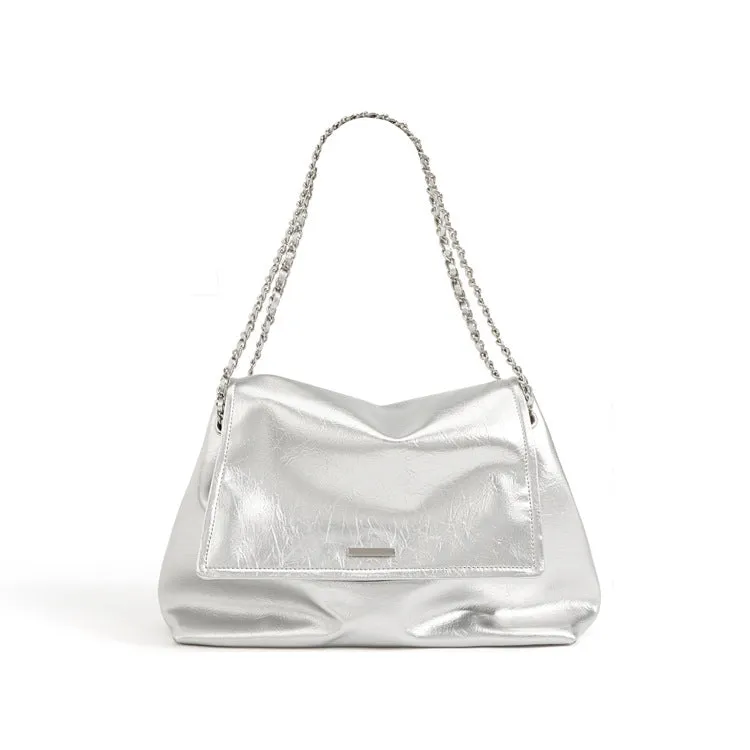 Niche design tote bag women's 2023 new high-end chain bag leather large-capacity commuter shoulder messenger bag