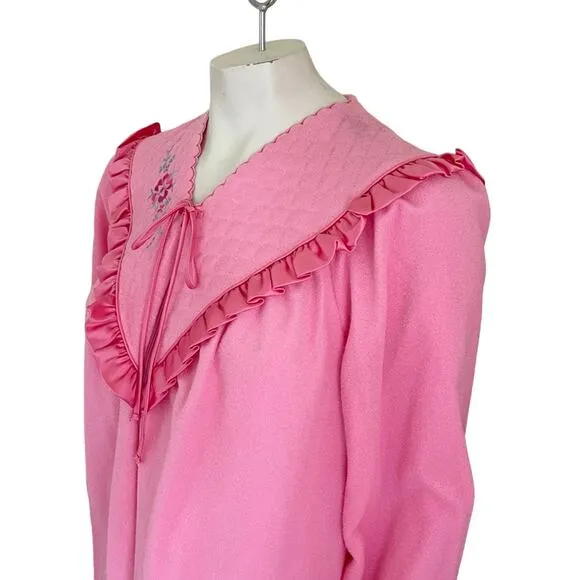 NWT VTG VANDEMERE 1/2 Zip Brushed Fleece Robe Housecoat in Pink SZ M