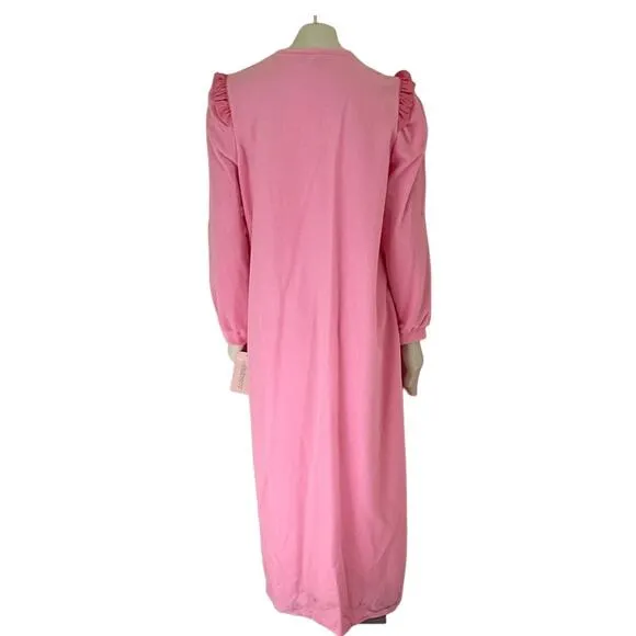 NWT VTG VANDEMERE 1/2 Zip Brushed Fleece Robe Housecoat in Pink SZ M