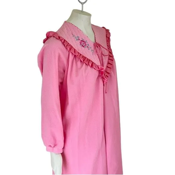 NWT VTG VANDEMERE 1/2 Zip Brushed Fleece Robe Housecoat in Pink SZ M