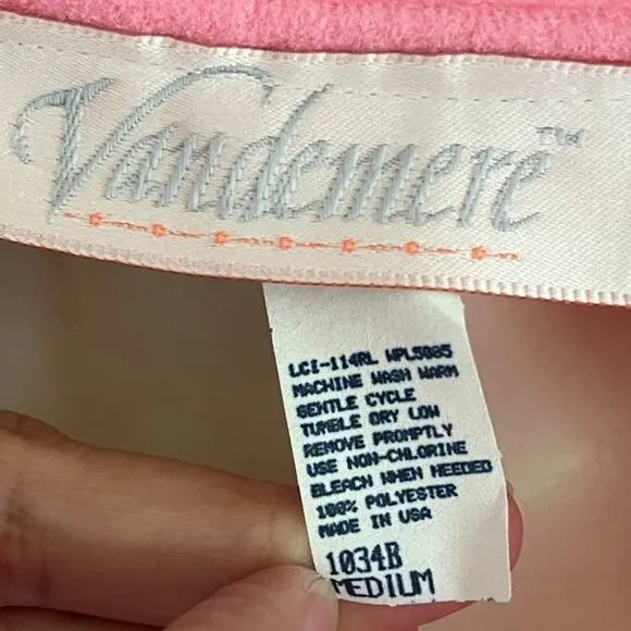 NWT VTG VANDEMERE 1/2 Zip Brushed Fleece Robe Housecoat in Pink SZ M
