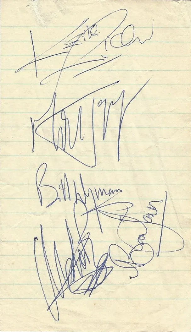 ORIGINAL ROLLING STONES AUTOGRAPHS WITH HISTORIC FINE ART PHOTOGRAPH