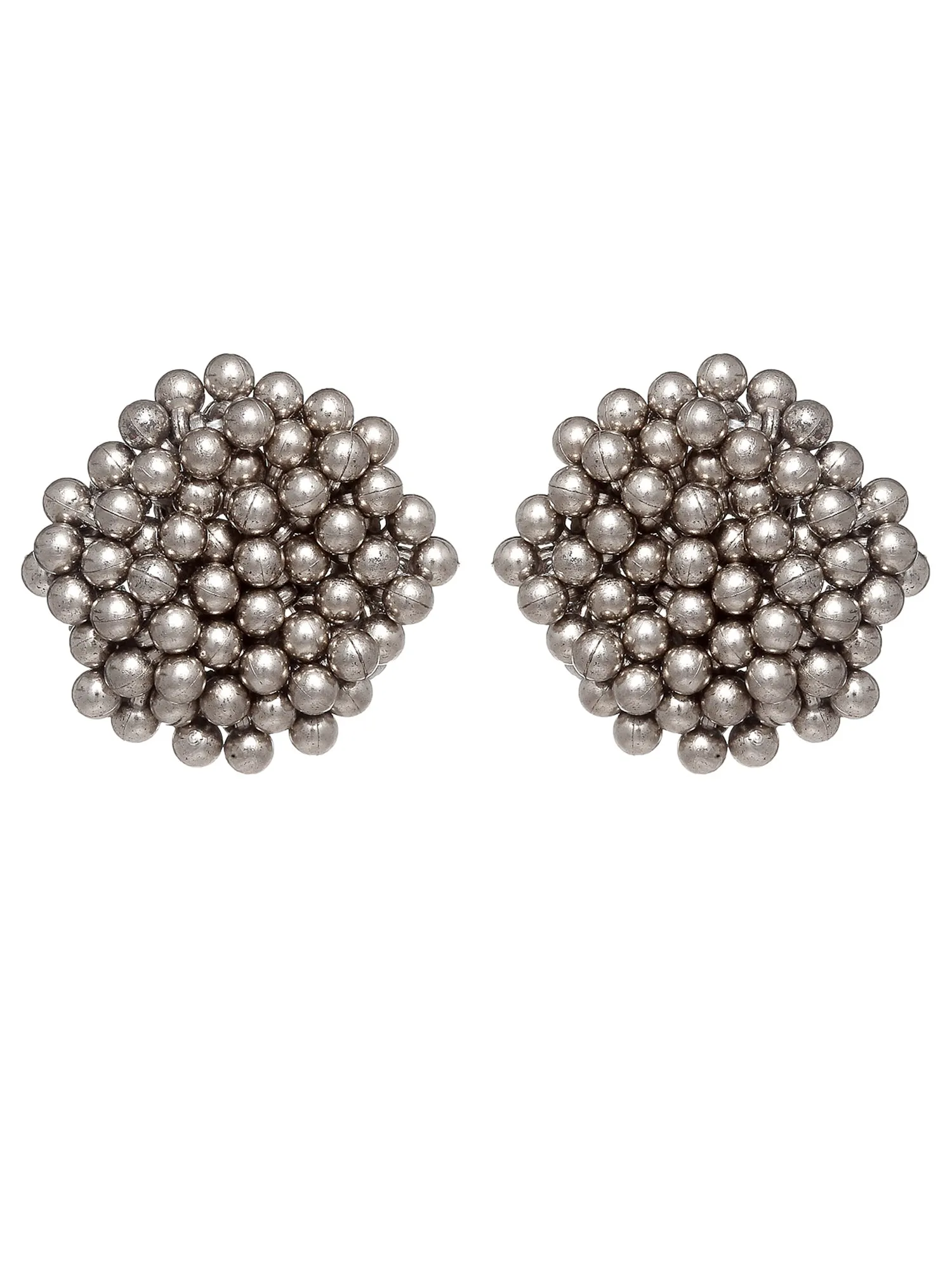 Oxidised Silver Tone Tassel Ball Choker Necklace Set
