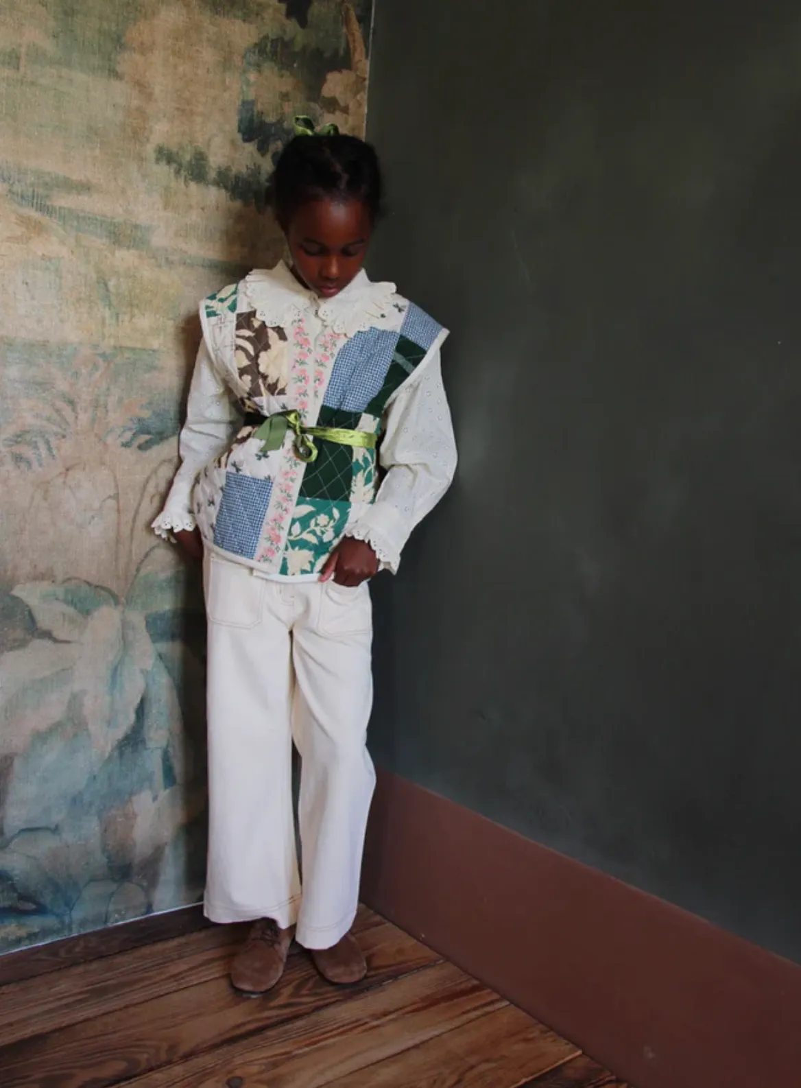 Patchwork jacket without sleeves