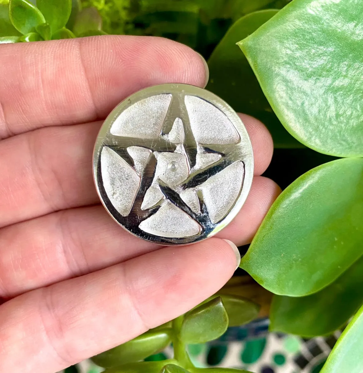 Pentagram Altar Coin Pocket Coin Silver Pewter Free Gift Wrap