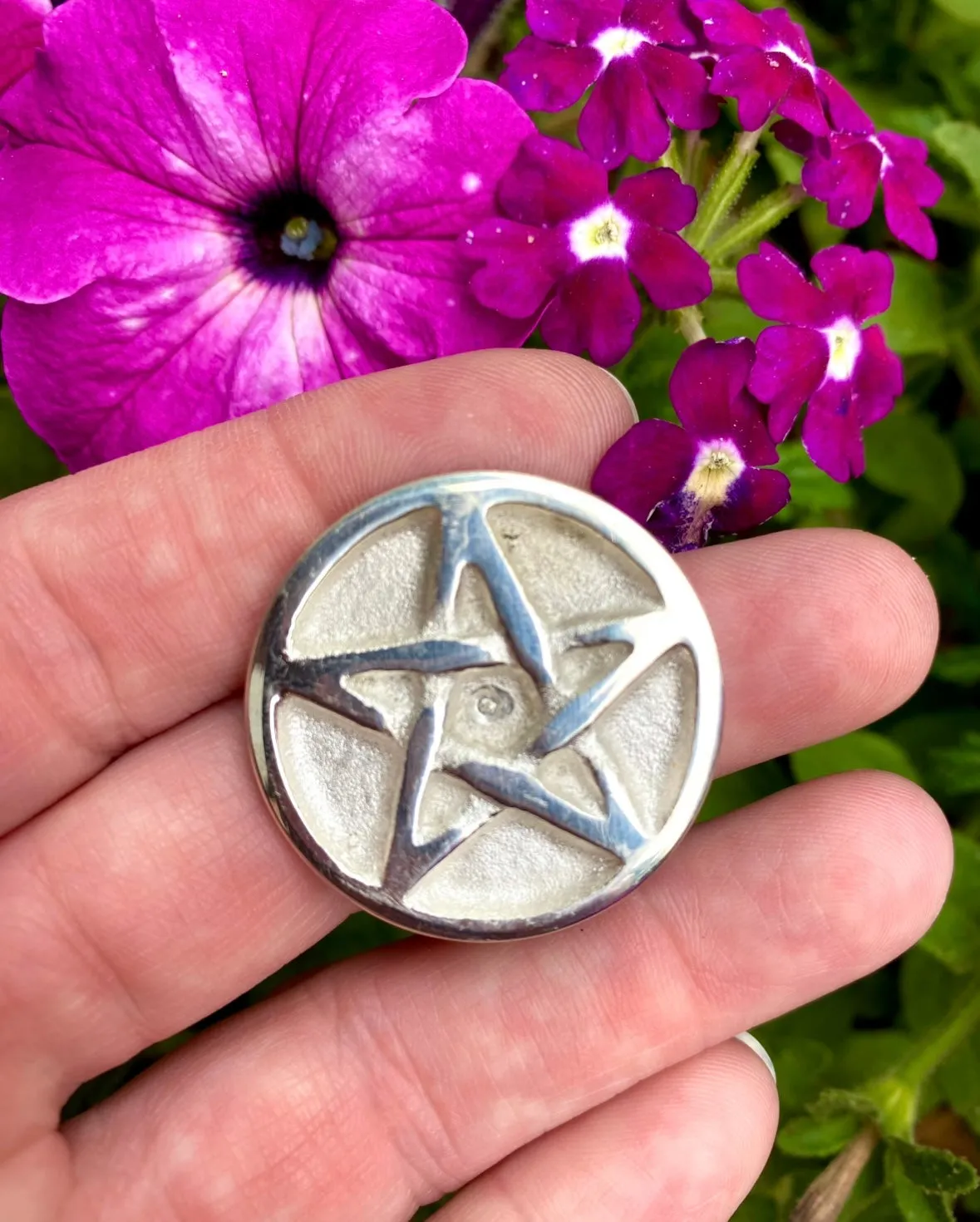 Pentagram Altar Coin Pocket Coin Silver Pewter Free Gift Wrap