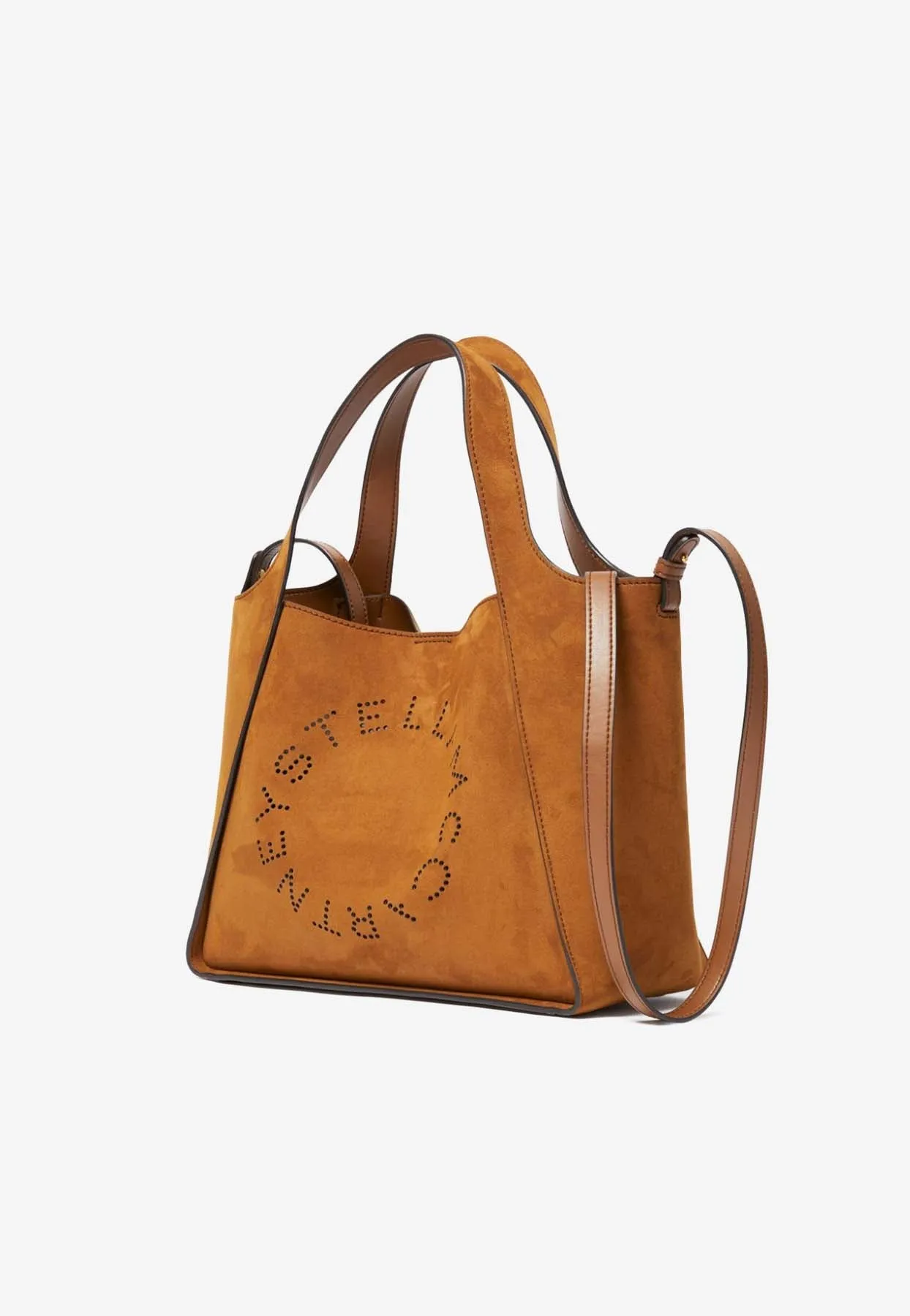 Perforated Logo Faux Suede Shoulder Bag