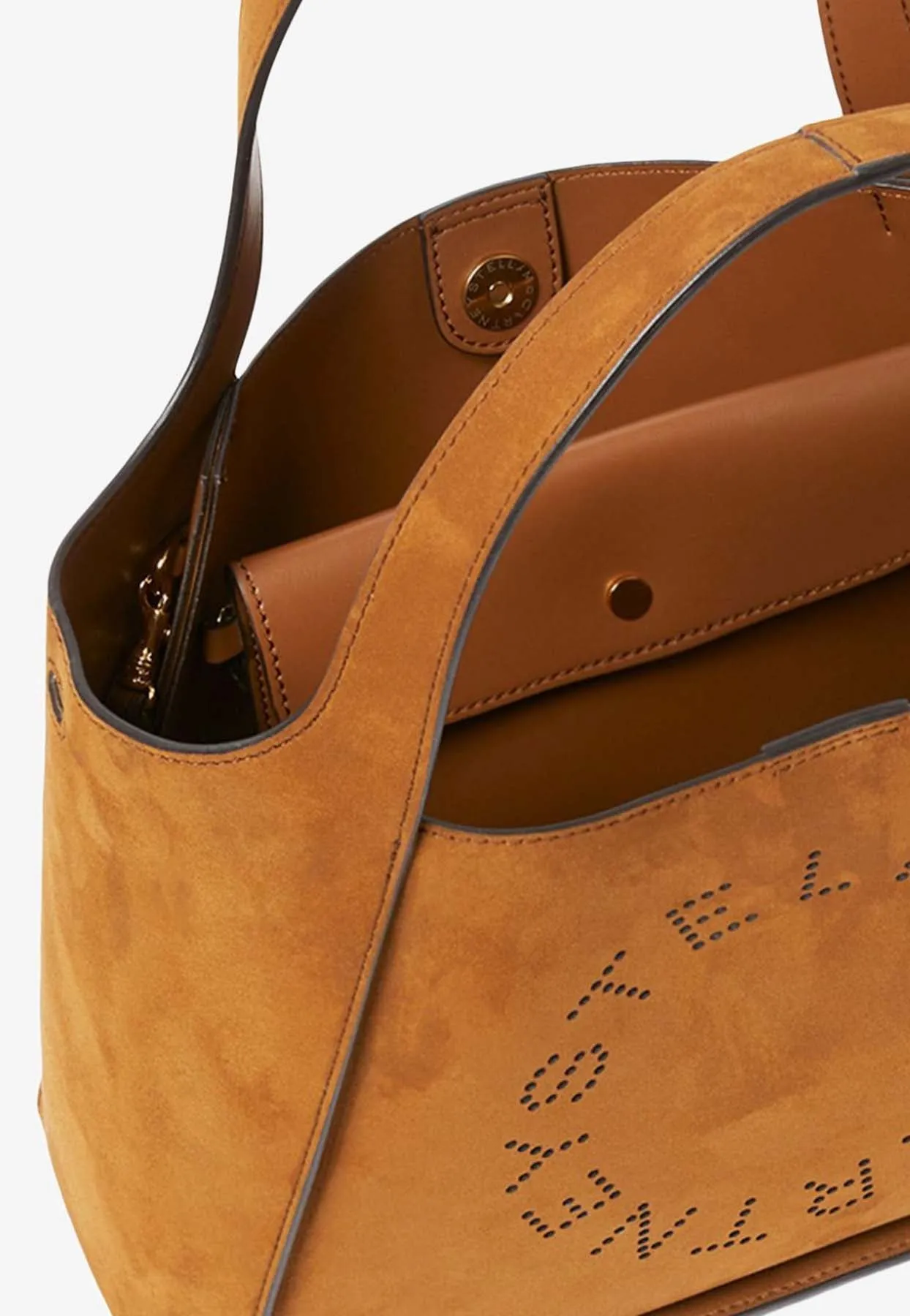 Perforated Logo Faux Suede Shoulder Bag