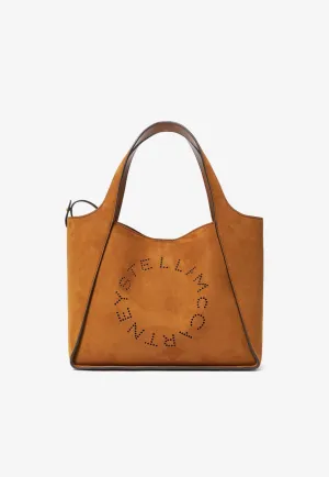 Perforated Logo Faux Suede Shoulder Bag