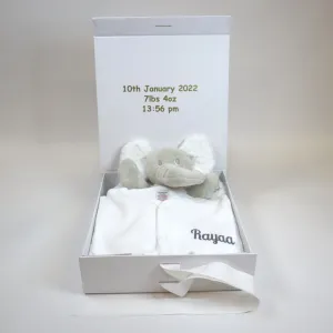 Personalised Small Baby Keepsake Box Gift Hamper - Welcome To The World - White