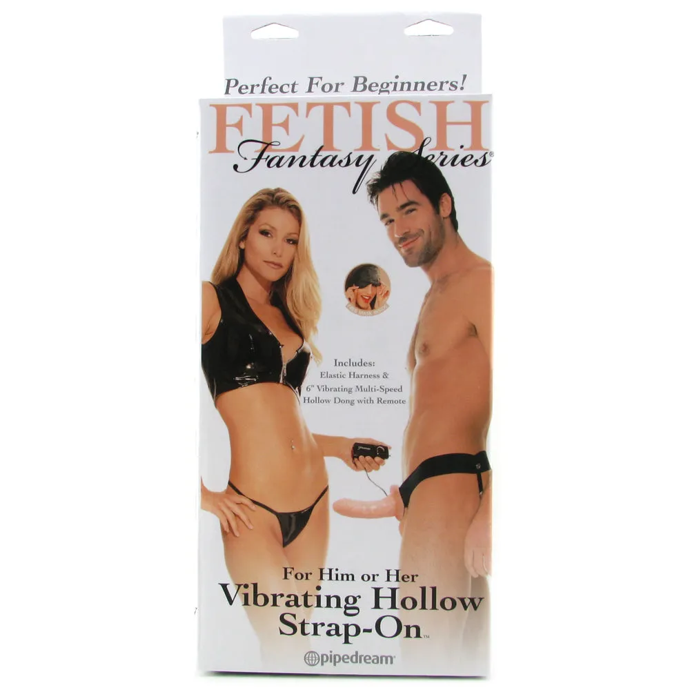 Pipedream Fetish Fantasy Series For Him or Her Vibrating 6 in. Hollow Strap-On Beige/Black