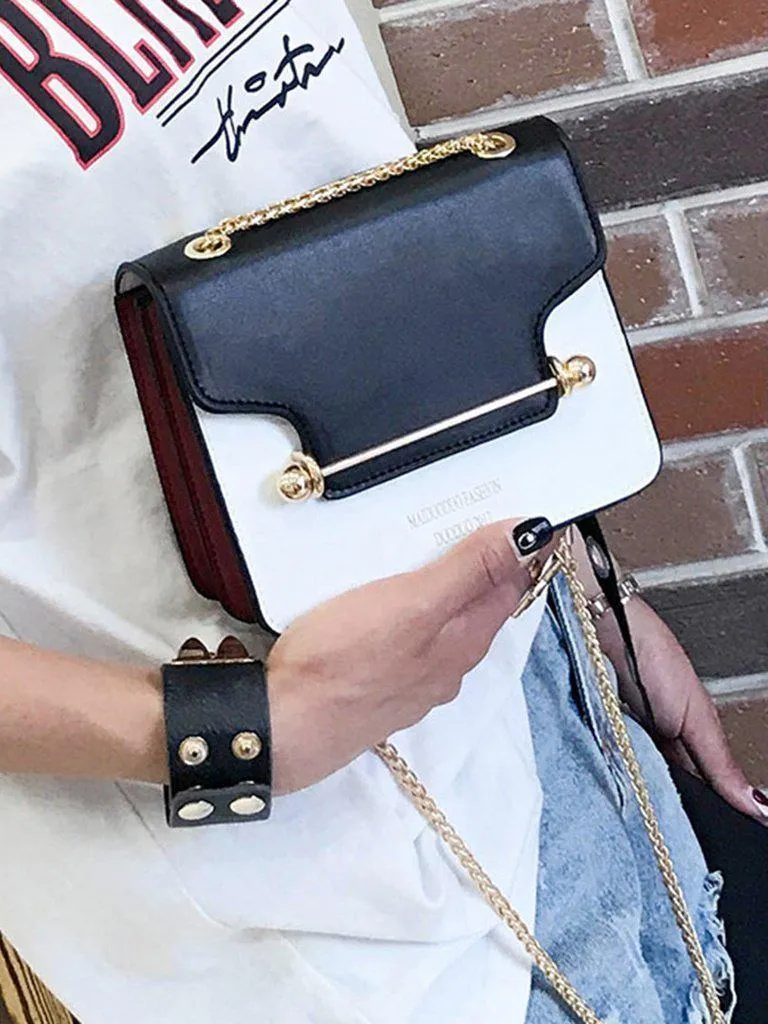 Piping Detail Two Tone Chain Bag