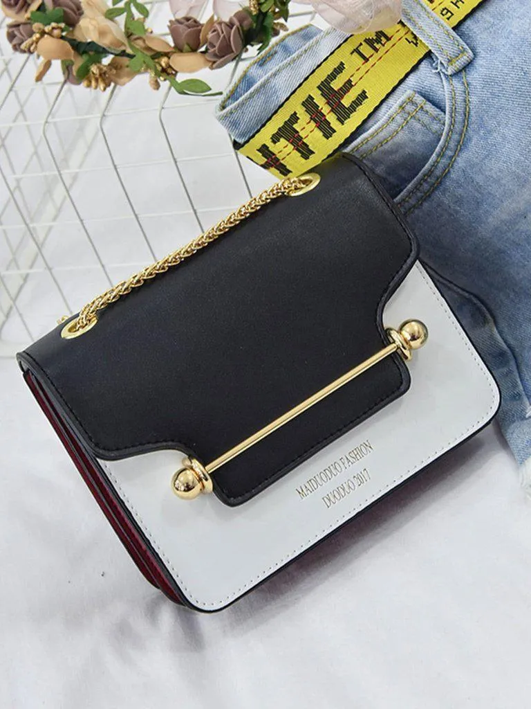 Piping Detail Two Tone Chain Bag