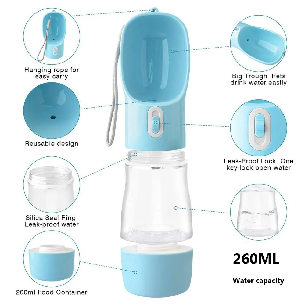 Portable Drinking Water Feeder Bowl  W/ Food Compartment