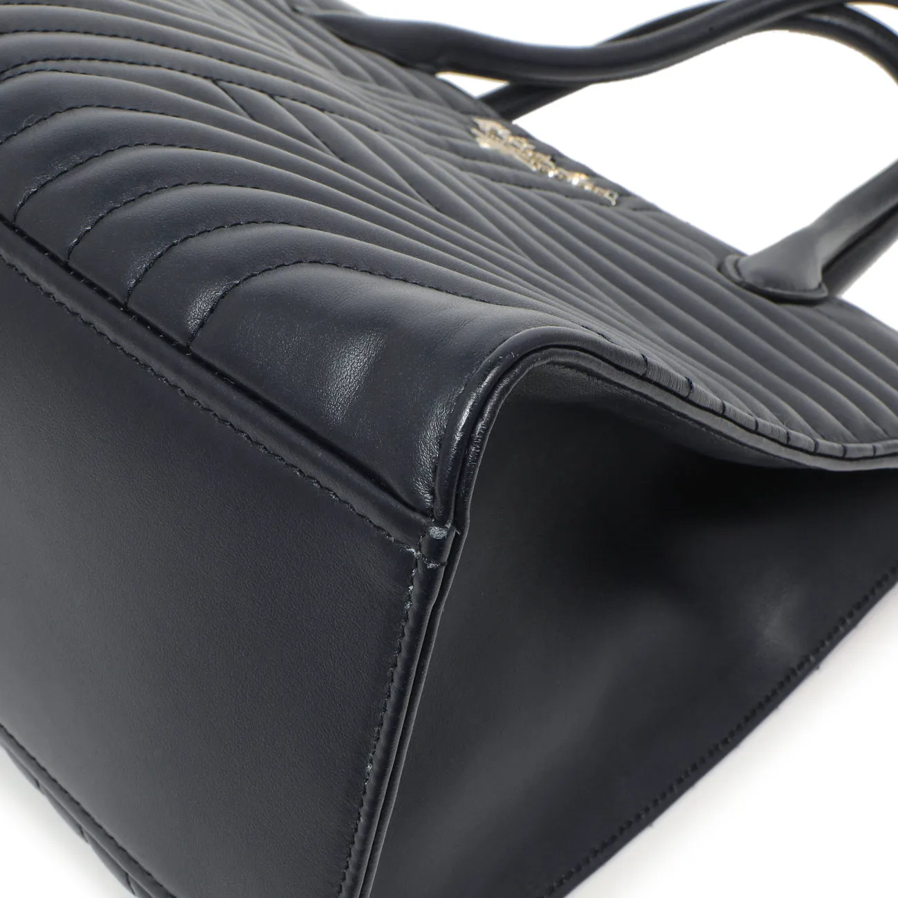 Prada Navy Soft Calfskin Impunture Diagramme Tote