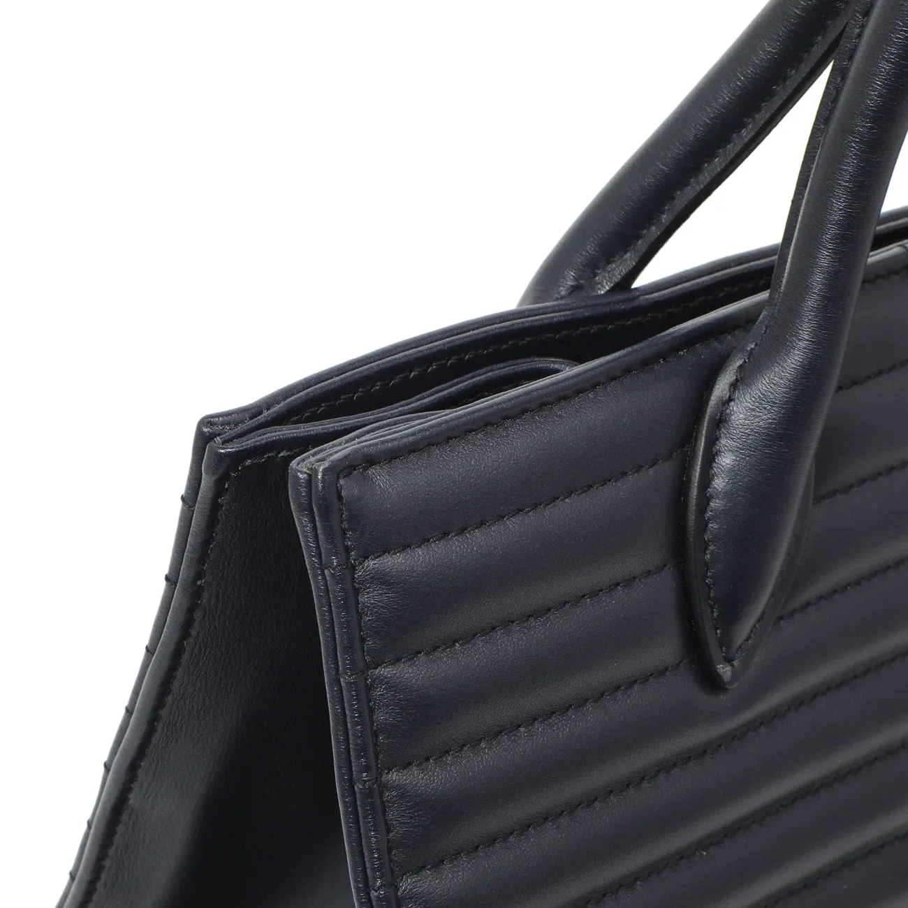 Prada Navy Soft Calfskin Impunture Diagramme Tote