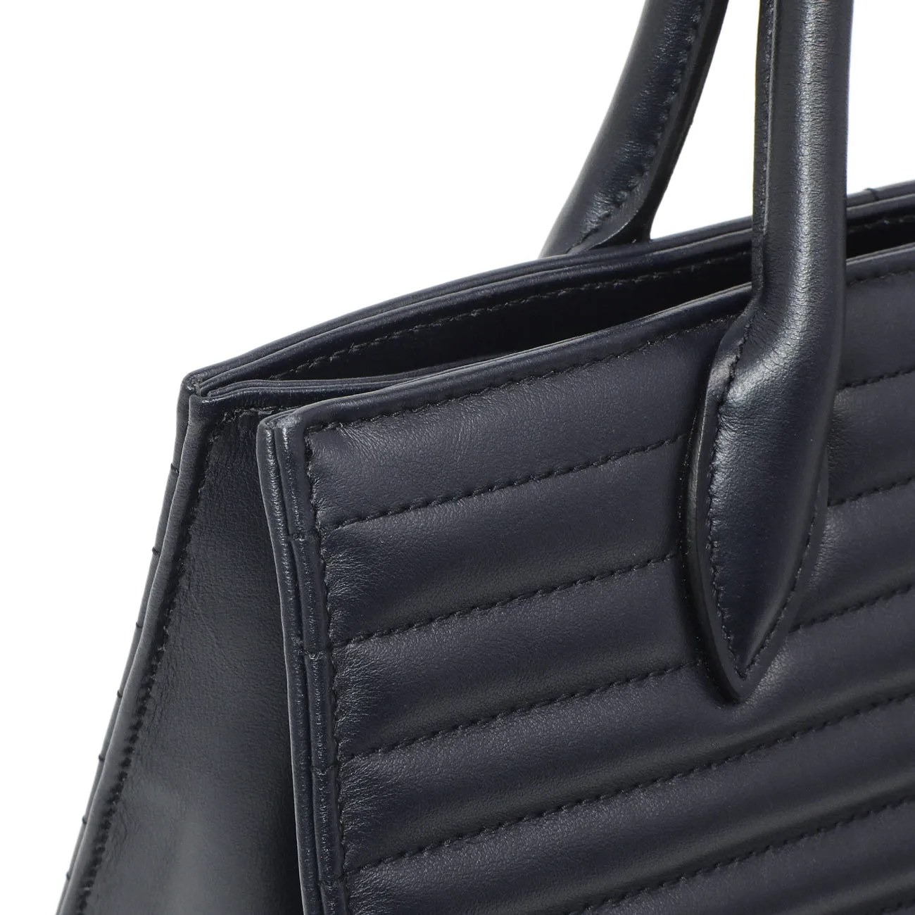 Prada Navy Soft Calfskin Impunture Diagramme Tote