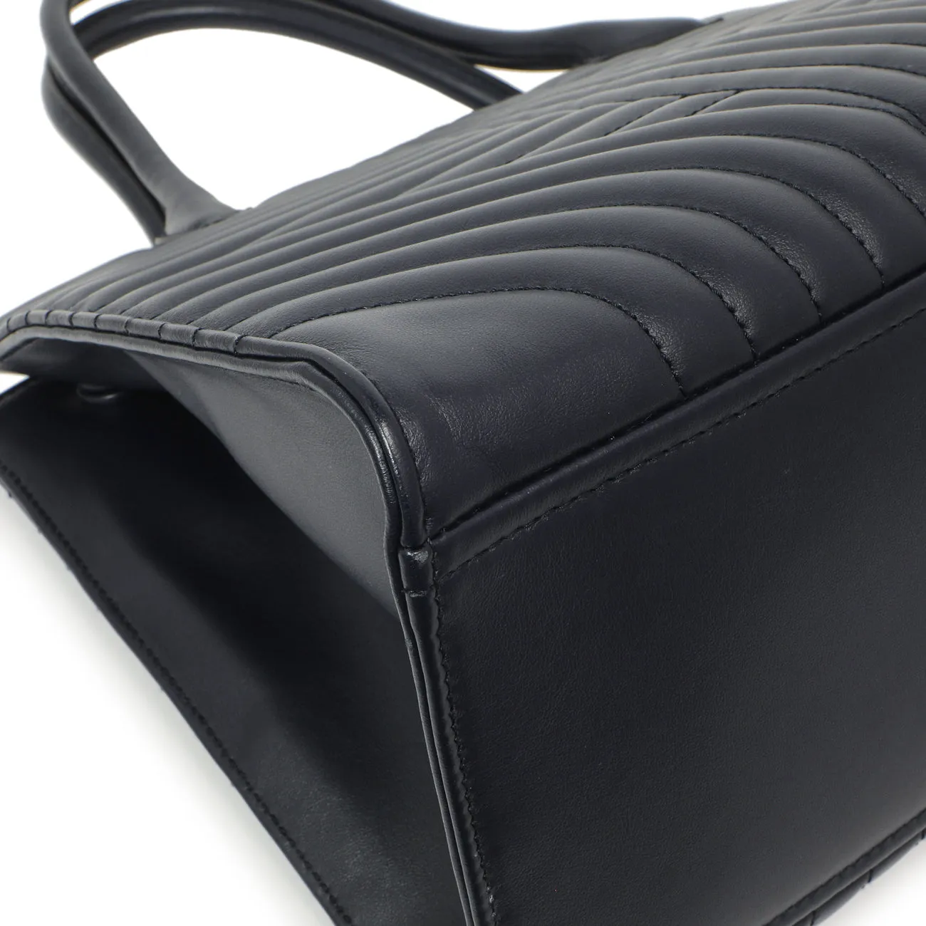 Prada Navy Soft Calfskin Impunture Diagramme Tote