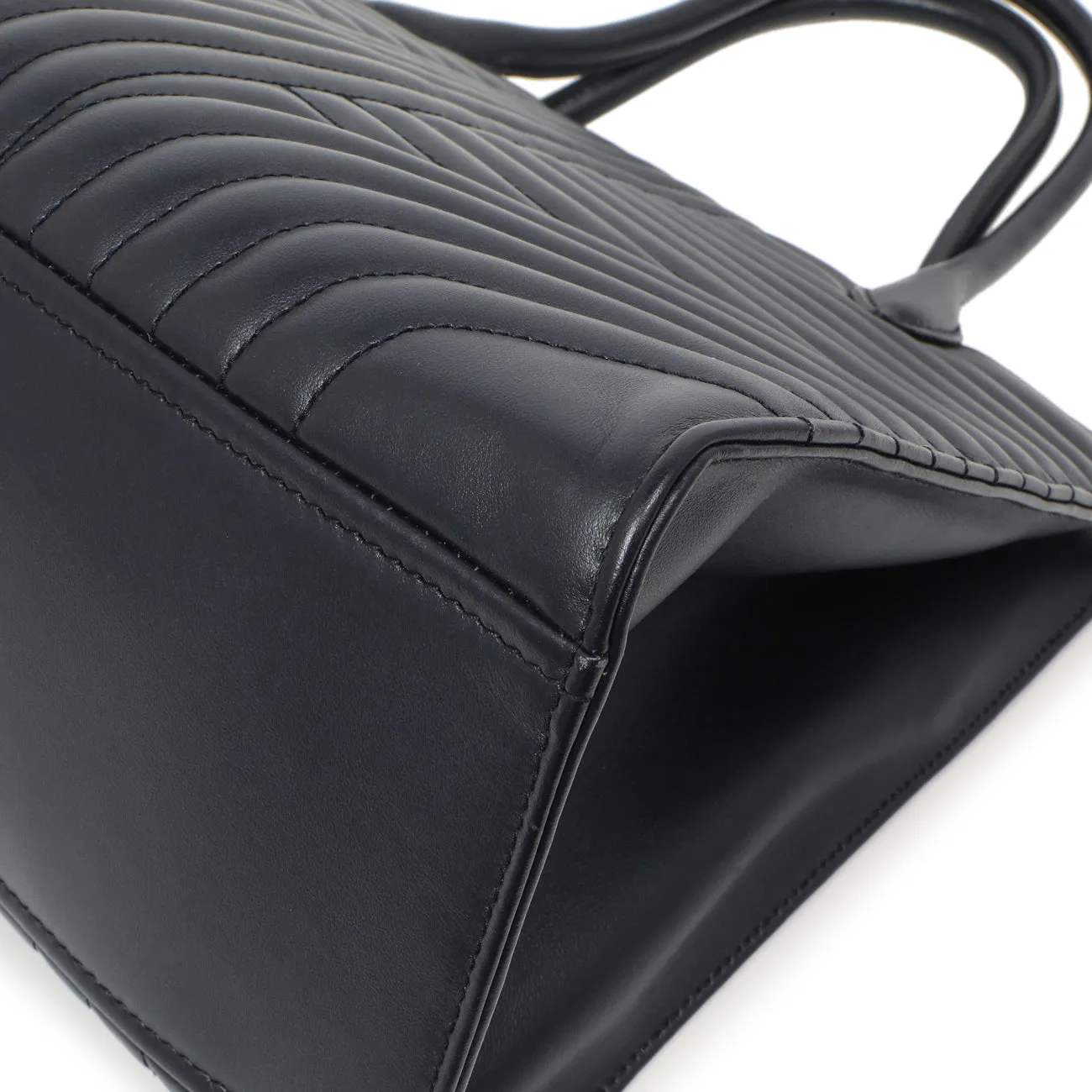 Prada Navy Soft Calfskin Impunture Diagramme Tote