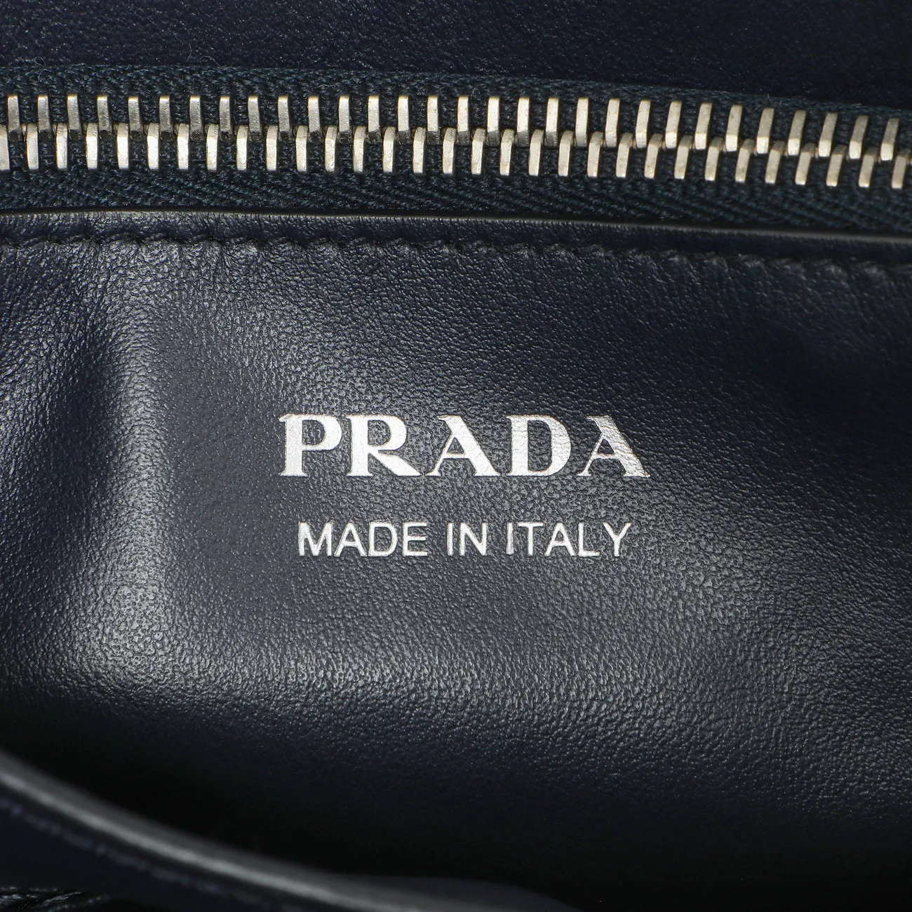 Prada Navy Soft Calfskin Impunture Diagramme Tote