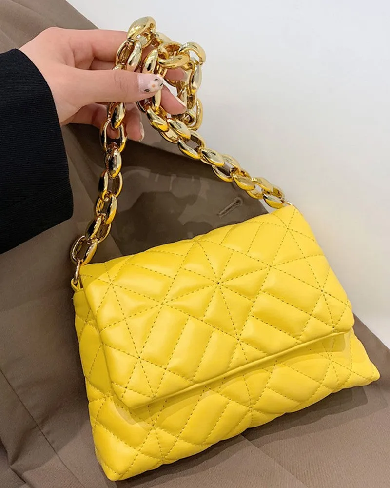 Quilted Chain Strap Flap Shoulder Bag