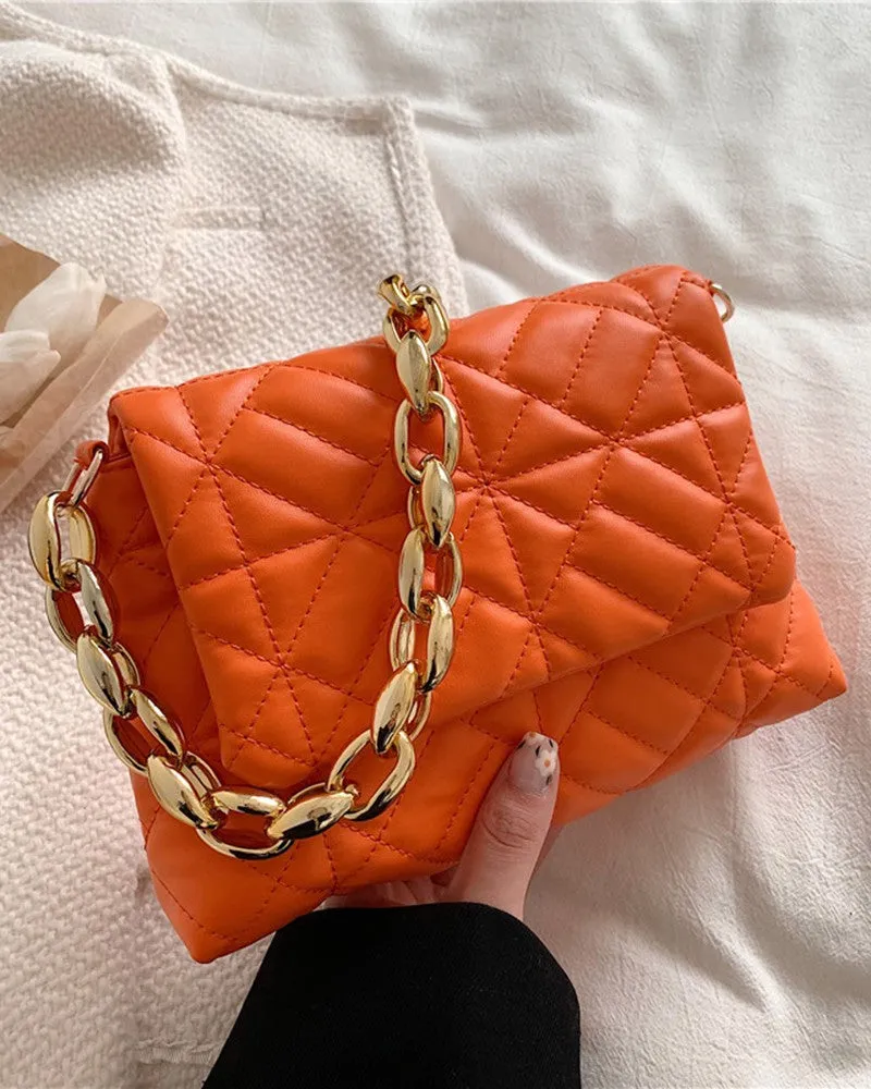 Quilted Chain Strap Flap Shoulder Bag